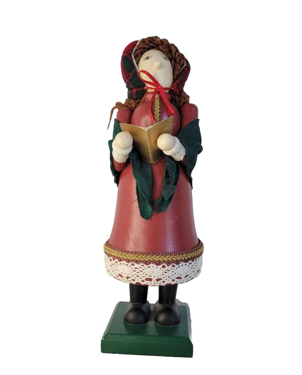 Victorian CHRISTMAS Caroler Wooden Figure great CONDITION RARE
